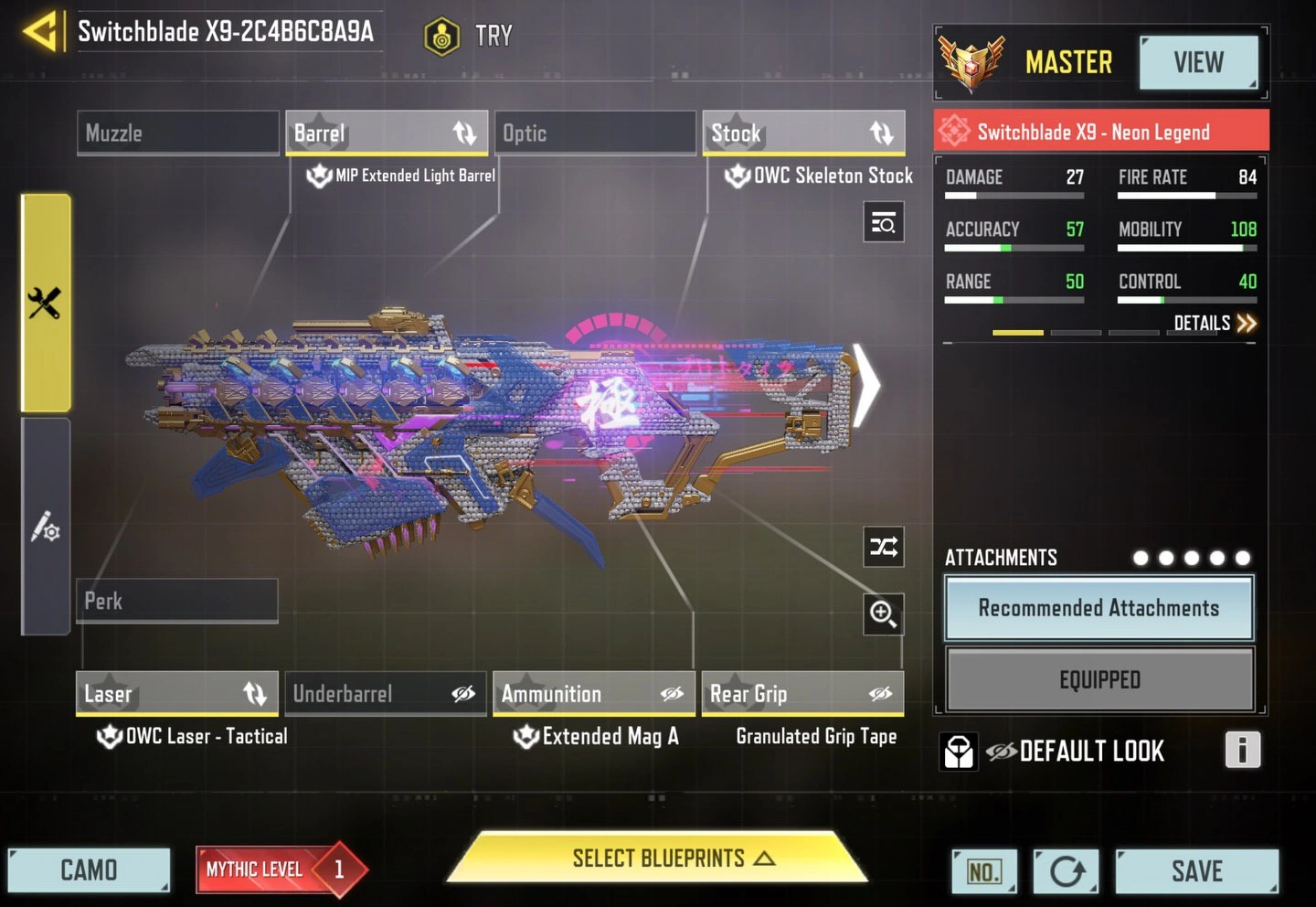 اتچمنت Switchblade X9 برای مولتی‌پلیر کالاف دیوتی موبایل