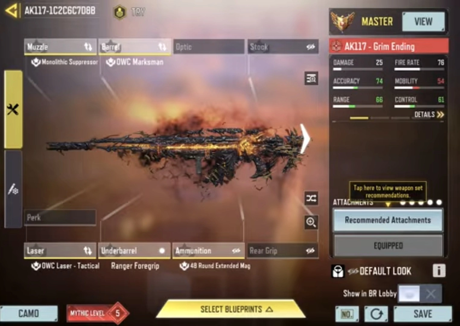 اتچمنت AK.117 برای بتل رویال کالاف دیوتی موبایل