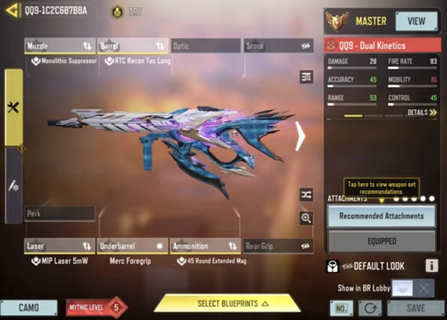 اتچمنت QQ9 برای بتل رویال کالاف دیوتی موبایل