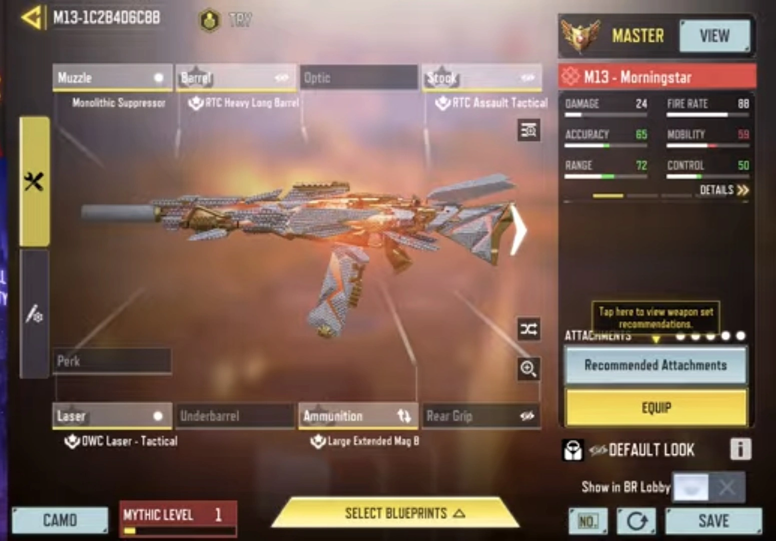 اتچمنت M13 برای بتل رویال کالاف دیوتی موبایل🪂